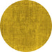 Round Oriental Yellow Industrial Rug, urb1751yw