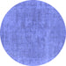 Round Oriental Blue Industrial Rug, urb1751blu