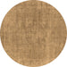 Round Oriental Brown Industrial Rug, urb1751brn