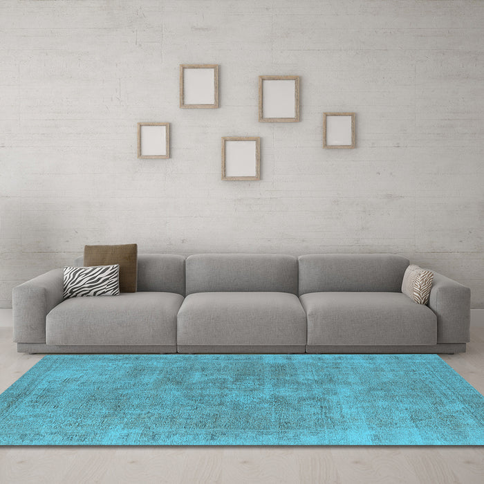 Machine Washable Oriental Light Blue Industrial Rug in a Living Room, wshurb1751lblu