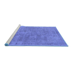 Sideview of Machine Washable Oriental Blue Industrial Rug, wshurb1751blu