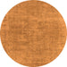 Round Machine Washable Oriental Orange Industrial Area Rugs, wshurb1751org