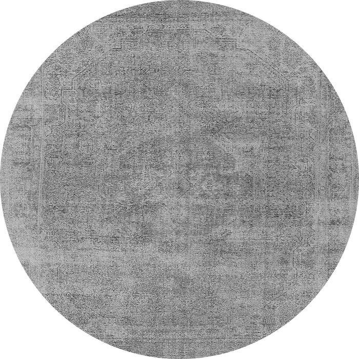 Round Machine Washable Oriental Gray Industrial Rug, wshurb1751gry
