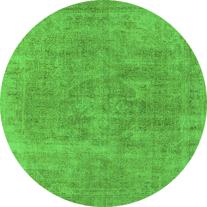 Round Oriental Green Industrial Rug, urb1751grn
