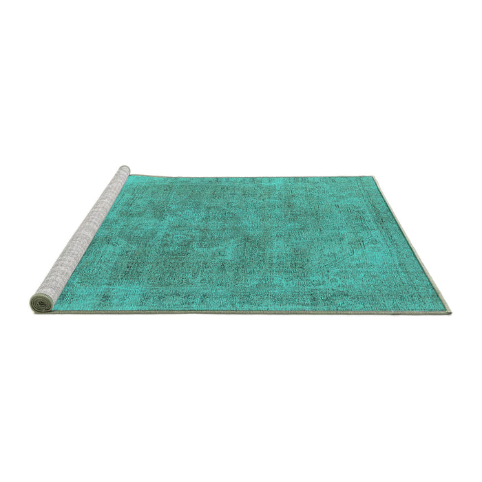 Sideview of Machine Washable Oriental Turquoise Industrial Area Rugs, wshurb1751turq
