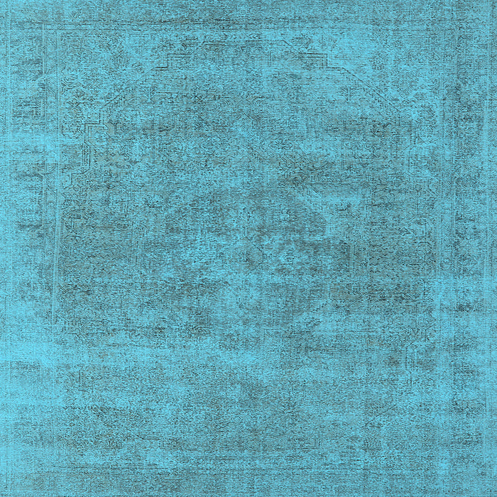 Square Machine Washable Oriental Light Blue Industrial Rug, wshurb1751lblu