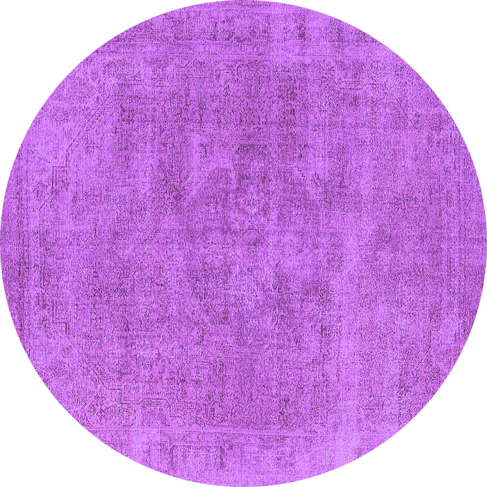 Round Machine Washable Oriental Purple Industrial Area Rugs, wshurb1751pur