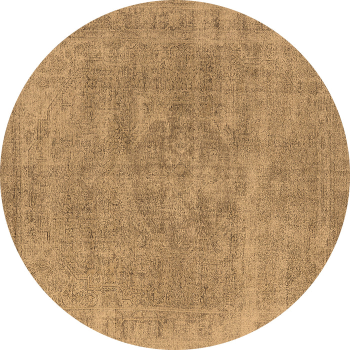 Round Machine Washable Oriental Brown Industrial Rug, wshurb1751brn