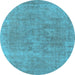 Round Oriental Light Blue Industrial Rug, urb1751lblu