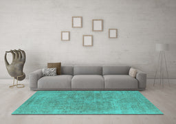 Machine Washable Oriental Turquoise Industrial Area Rugs in a Living Room,, wshurb1751turq