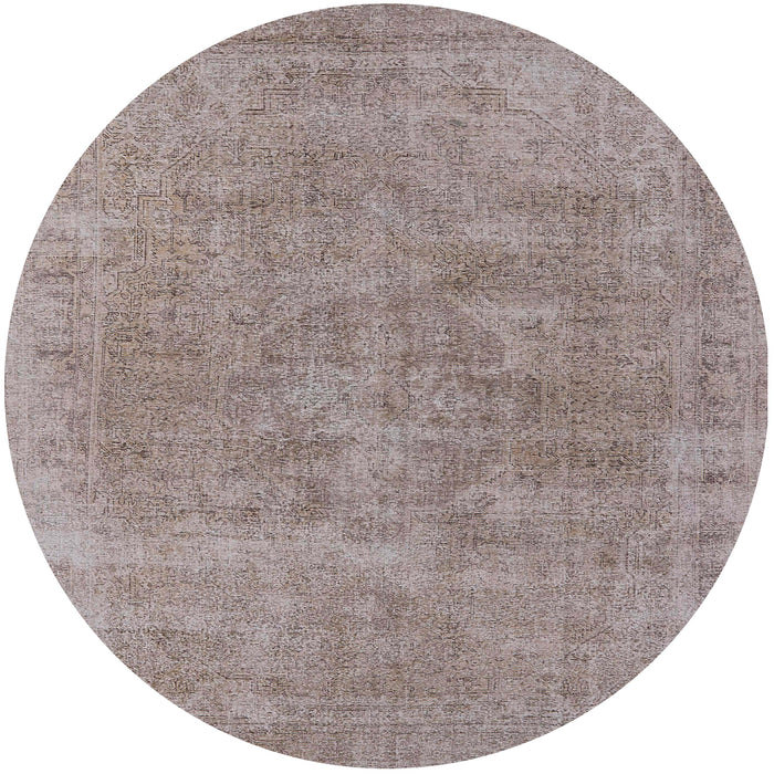 Round Machine Washable Industrial Modern Silver Pink Rug, wshurb1751