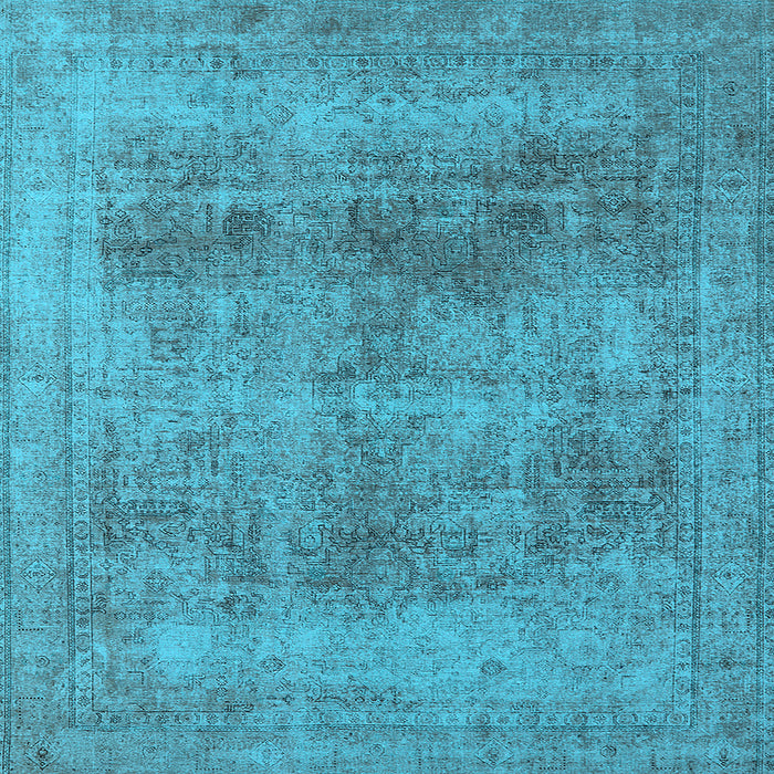 Square Machine Washable Oriental Light Blue Industrial Rug, wshurb1752lblu