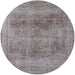 Round Mid-Century Modern Mauve Taupe Purple Oriental Rug, urb1752