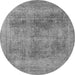 Round Machine Washable Oriental Gray Industrial Rug, wshurb1752gry