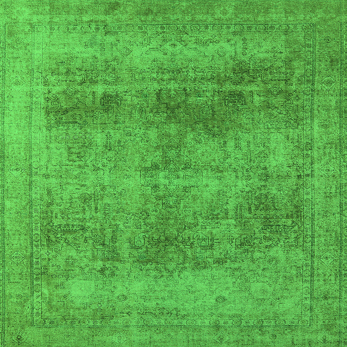 Square Machine Washable Oriental Green Industrial Area Rugs, wshurb1752grn