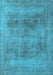 Machine Washable Oriental Light Blue Industrial Rug, wshurb1752lblu