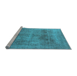 Sideview of Machine Washable Oriental Light Blue Industrial Rug, wshurb1752lblu