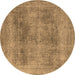 Round Oriental Brown Industrial Rug, urb1752brn