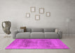 Machine Washable Oriental Pink Industrial Rug in a Living Room, wshurb1752pnk