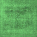 Square Machine Washable Oriental Emerald Green Industrial Area Rugs, wshurb1752emgrn