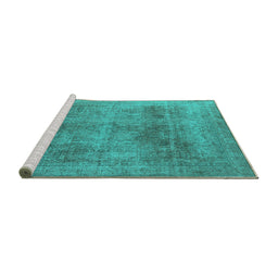 Sideview of Machine Washable Oriental Turquoise Industrial Area Rugs, wshurb1752turq