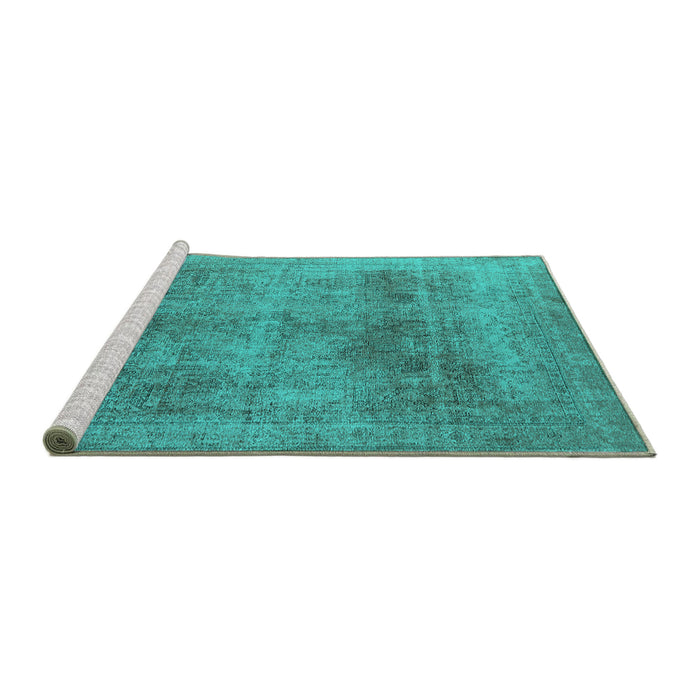 Sideview of Machine Washable Oriental Turquoise Industrial Area Rugs, wshurb1752turq