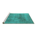 Sideview of Machine Washable Oriental Turquoise Industrial Area Rugs, wshurb1752turq