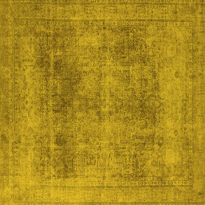 Square Machine Washable Oriental Yellow Industrial Rug, wshurb1752yw