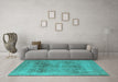 Machine Washable Oriental Turquoise Industrial Area Rugs in a Living Room,, wshurb1752turq