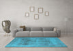 Machine Washable Oriental Light Blue Industrial Rug in a Living Room, wshurb1752lblu