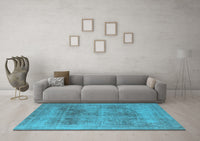 Machine Washable Oriental Light Blue Industrial Rug, wshurb1752lblu