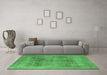 Machine Washable Oriental Emerald Green Industrial Area Rugs in a Living Room,, wshurb1752emgrn
