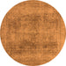 Round Machine Washable Oriental Orange Industrial Area Rugs, wshurb1752org