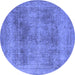 Round Oriental Blue Industrial Rug, urb1752blu