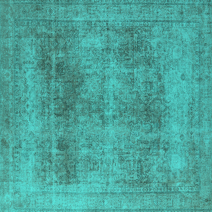 Square Machine Washable Oriental Turquoise Industrial Area Rugs, wshurb1752turq