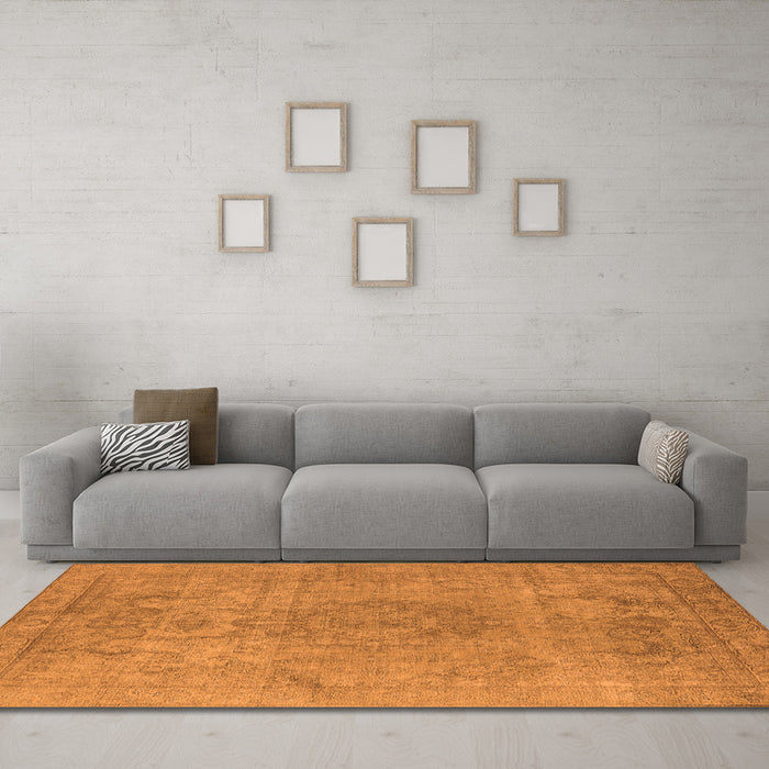 Machine Washable Oriental Orange Industrial Area Rugs in a Living Room, wshurb1753org