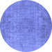 Round Oriental Blue Industrial Rug, urb1753blu