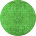 Round Oriental Green Industrial Rug, urb1753grn