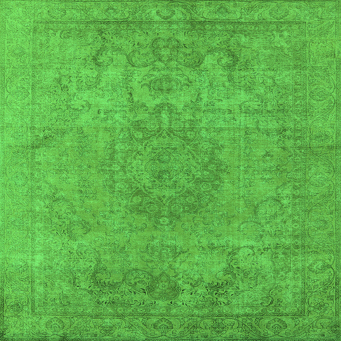 Square Oriental Green Industrial Rug, urb1753grn