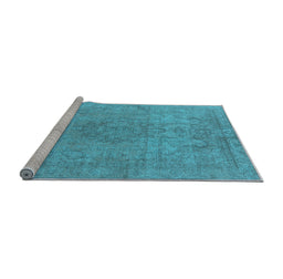 Sideview of Machine Washable Oriental Light Blue Industrial Rug, wshurb1753lblu