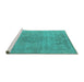 Sideview of Machine Washable Oriental Turquoise Industrial Area Rugs, wshurb1753turq