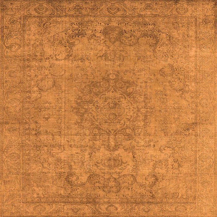 Square Machine Washable Oriental Orange Industrial Area Rugs, wshurb1753org