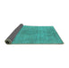 Sideview of Oriental Turquoise Industrial Rug, urb1753turq