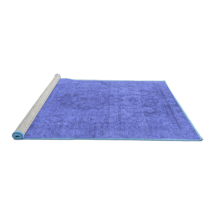 Sideview of Machine Washable Oriental Blue Industrial Rug, wshurb1753blu