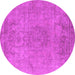 Round Oriental Pink Industrial Rug, urb1753pnk