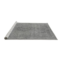 Sideview of Machine Washable Oriental Gray Industrial Rug, wshurb1753gry