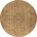 Round Oriental Brown Industrial Rug, urb1753brn