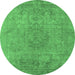 Round Oriental Emerald Green Industrial Rug, urb1753emgrn