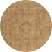 Round Machine Washable Oriental Brown Industrial Rug, wshurb1754brn