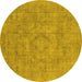 Round Oriental Yellow Industrial Rug, urb1754yw